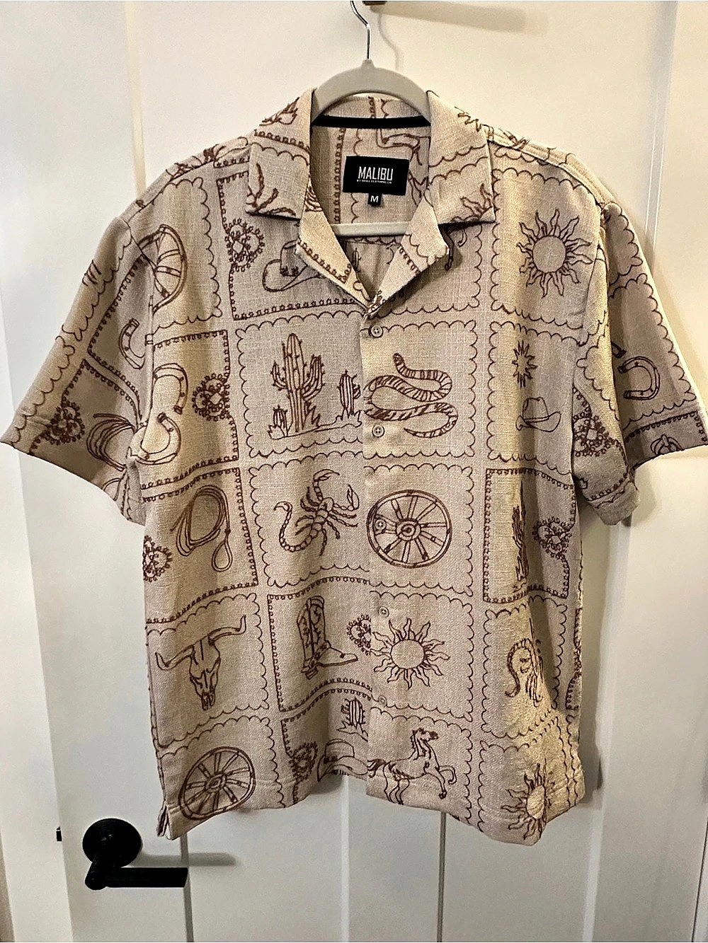 Malibu Men's Printed Short Sleeve Shirt Size Medium